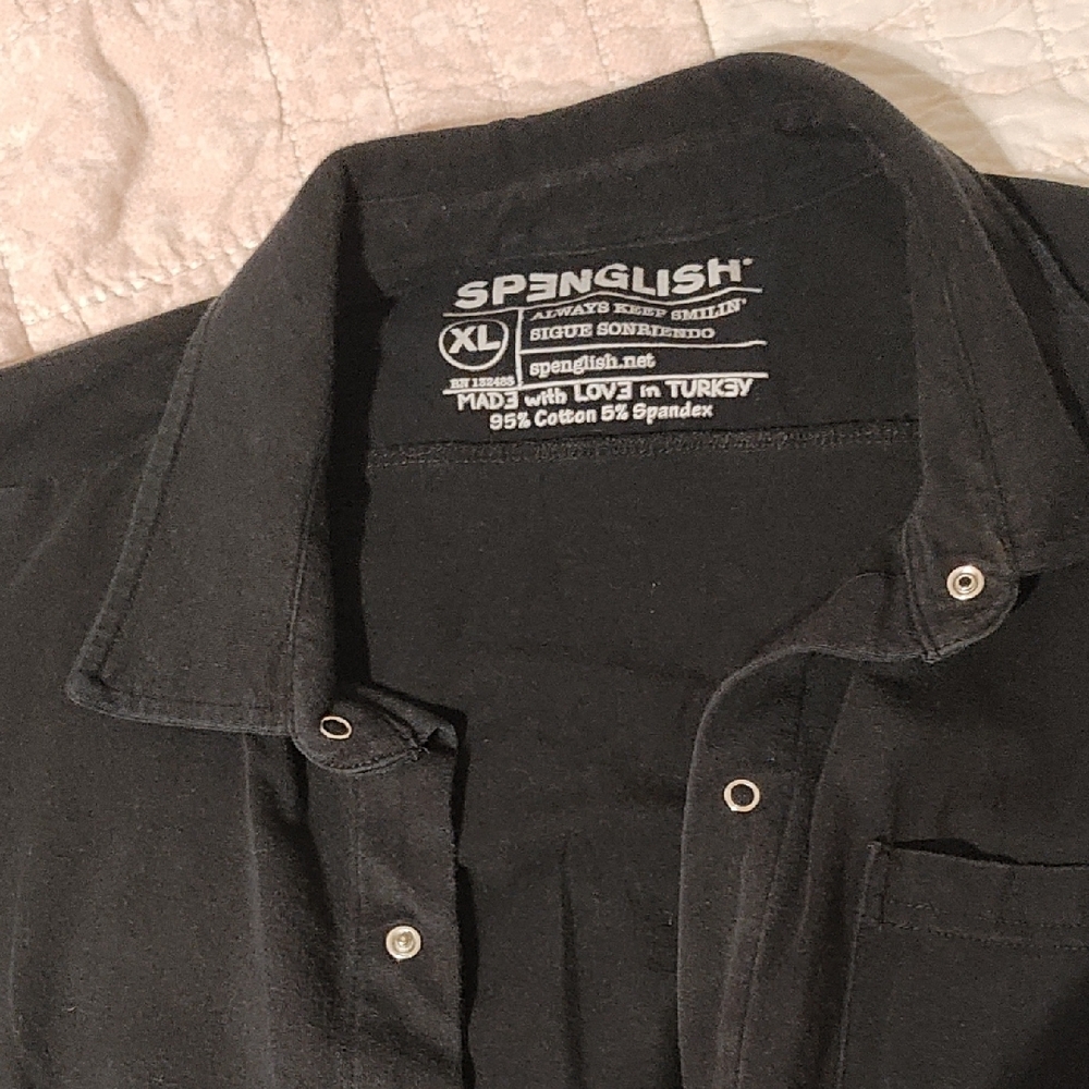 Spenglish Black Button-Up Shirt